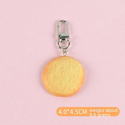 Round butter cookie keychain, about 4 x 4.5 cm