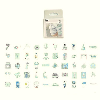 Blue Sky sticker pack with a pale box above small blue and pink icon stickers