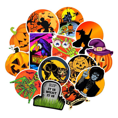 50 Halloween Doodle Stickers Laptop Water Cup Refrigerator Sticker Waterproof - 0 - Scribble Snacks