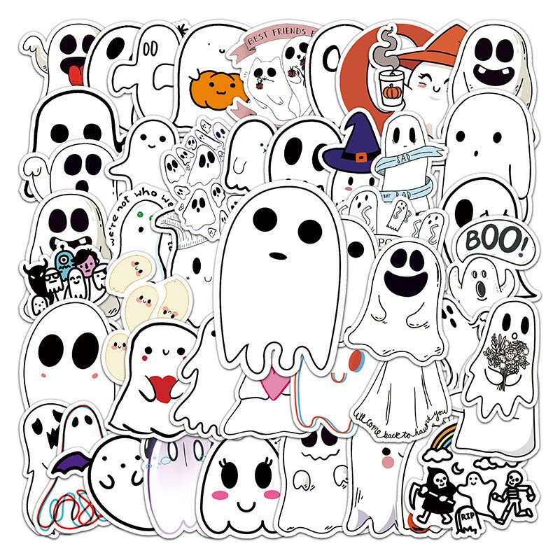 50 Halloween Doodle Stickers Laptop Water Cup Refrigerator Sticker Waterproof - 0 - Scribble Snacks