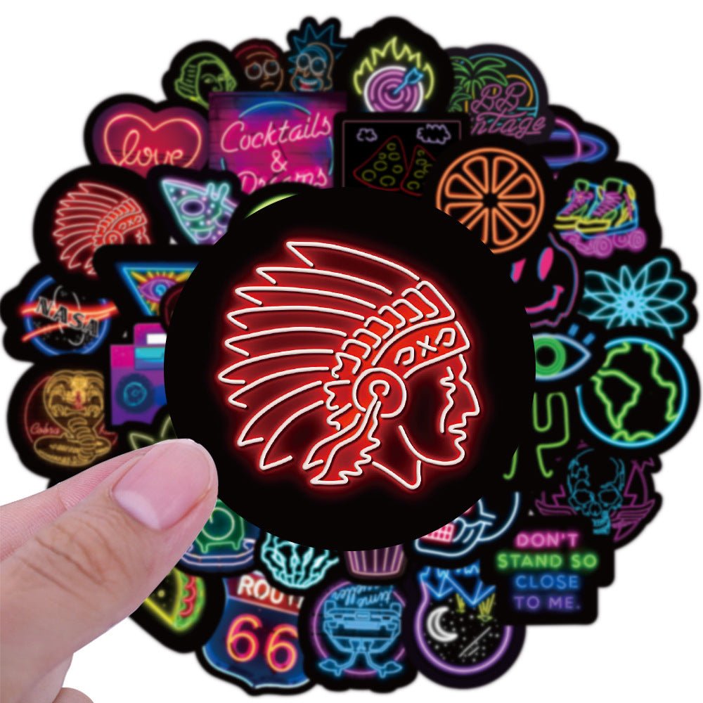 50 Neon Graffiti Stickers Decorative Waterproof Stickers - 0 - Scribble Snacks