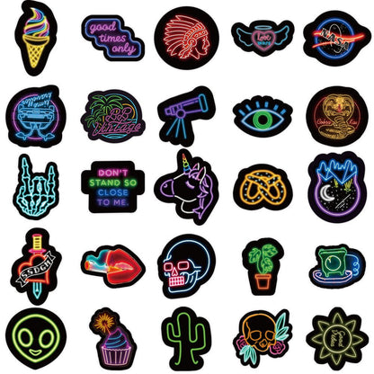 50 Neon Graffiti Stickers Decorative Waterproof Stickers - 0 - Scribble Snacks