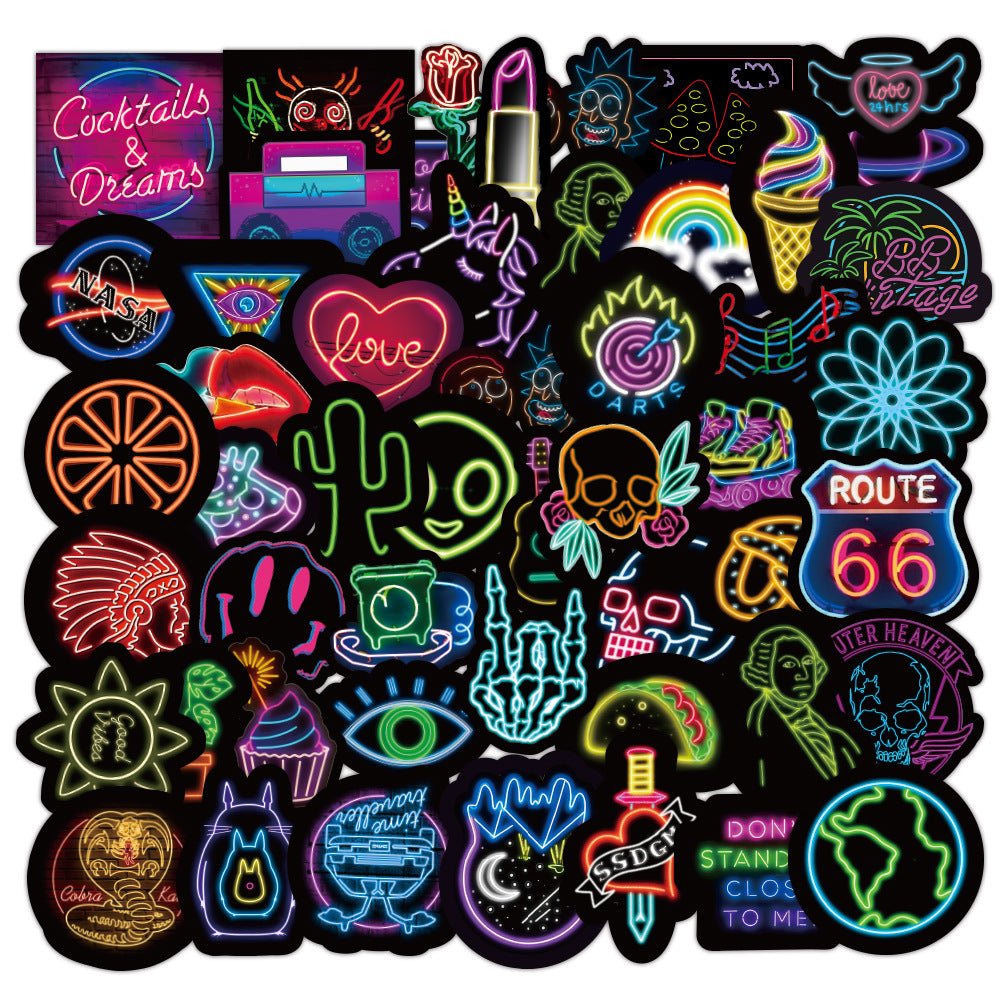 50 Neon Graffiti Stickers Decorative Waterproof Stickers - 0 - Scribble Snacks