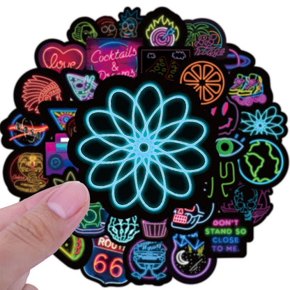 50 Neon Graffiti Stickers Decorative Waterproof Stickers - 0 - Scribble Snacks