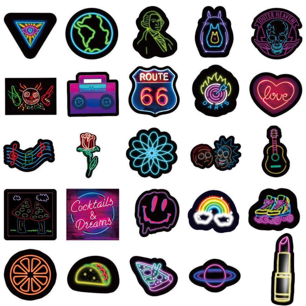 50 Neon Graffiti Stickers Decorative Waterproof Stickers - 0 - Scribble Snacks