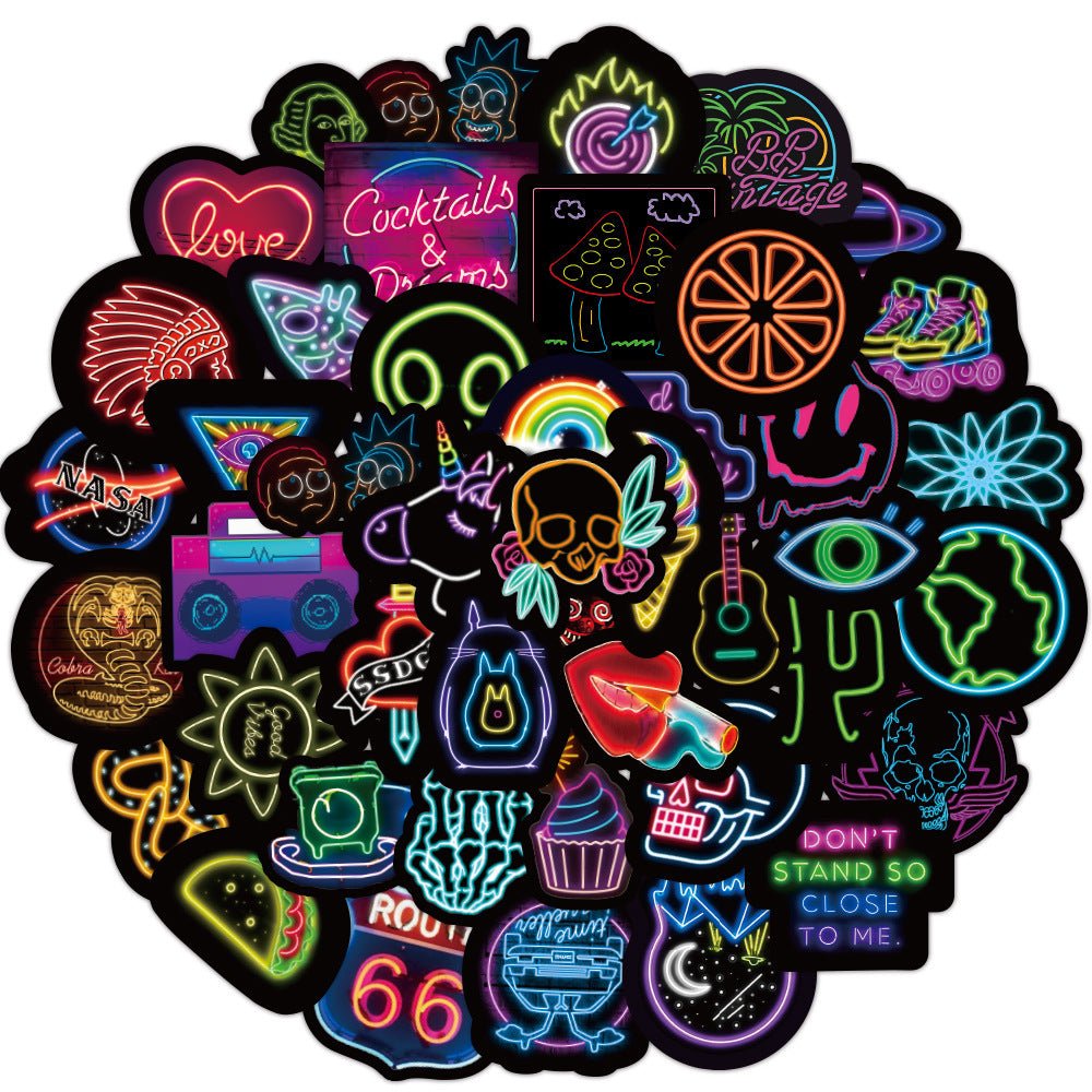 50 Neon Graffiti Stickers Decorative Waterproof Stickers - 0 - Scribble Snacks