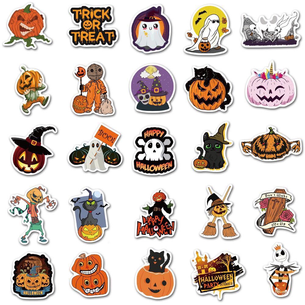 50pcs Halloween waterproof stickers - 0 - Scribble Snacks