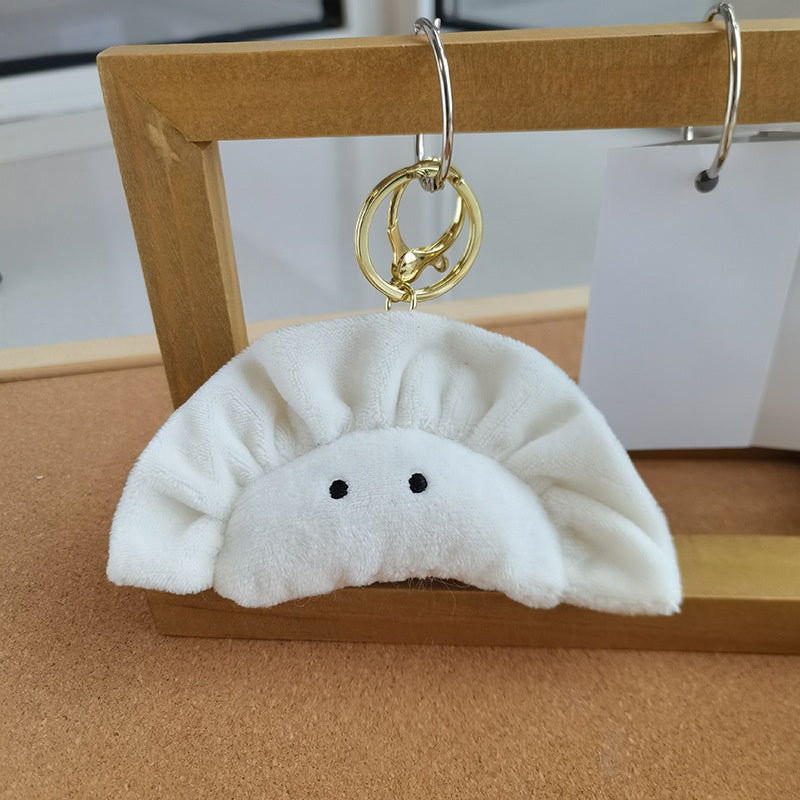Dumpling plush keychain close up