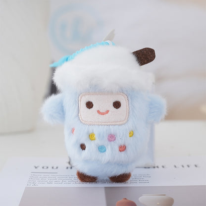 Bubble Tea Cup Plush Keychain - Blueberry