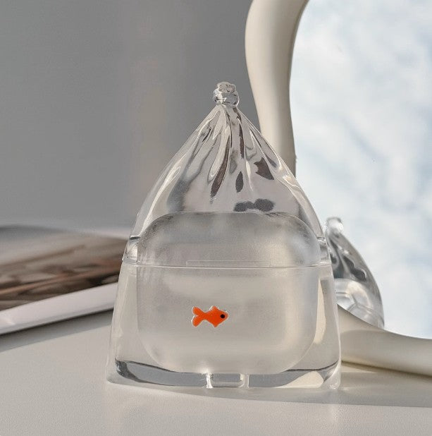 Goldfish bag AirPods case catching the morning light