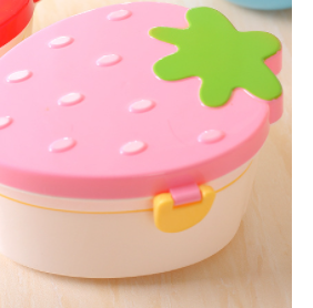 Pink strawberry lunch box closed