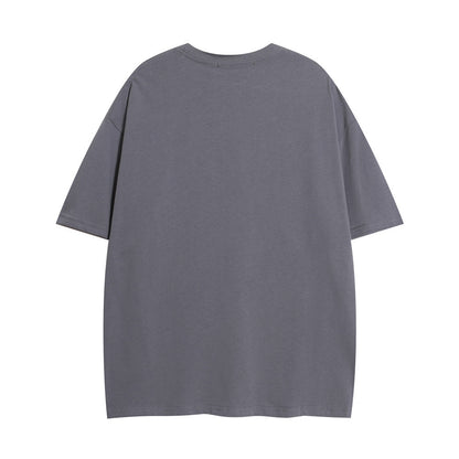 Grey oversized T-shirt with a relaxed fit and short sleeves, featuring a plain back view.