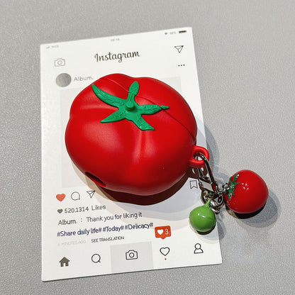 Tomato AirPods case with mini tomato charm