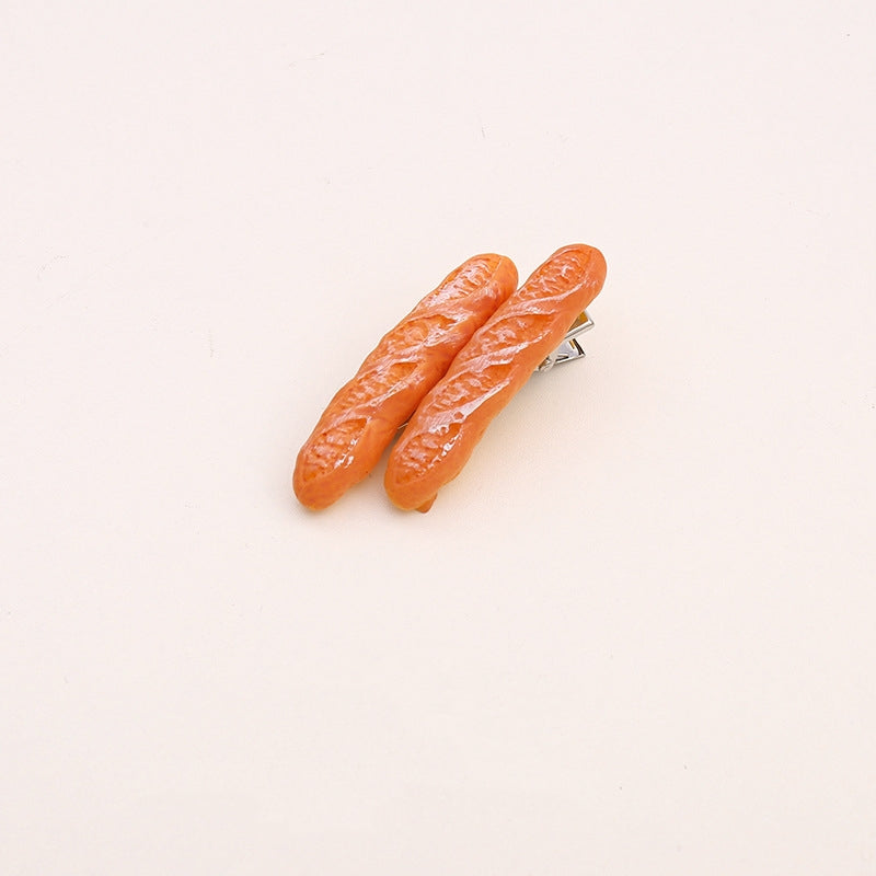 Baguette hair clip with two mini loaves