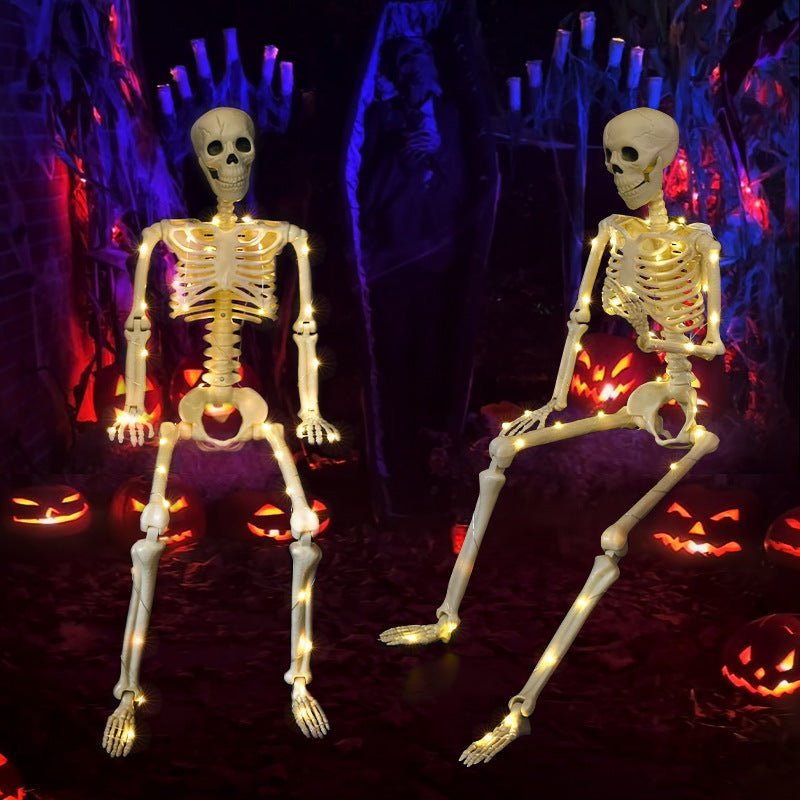 90cm Warm Light Stand - able Hanging Halloween Luminous Skeleton - 0 - Scribble Snacks