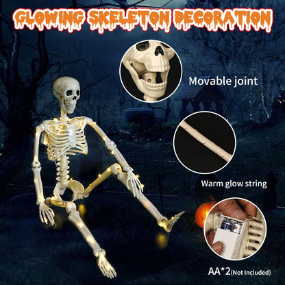 90cm Warm Light Stand - able Hanging Halloween Luminous Skeleton - 0 - Scribble Snacks