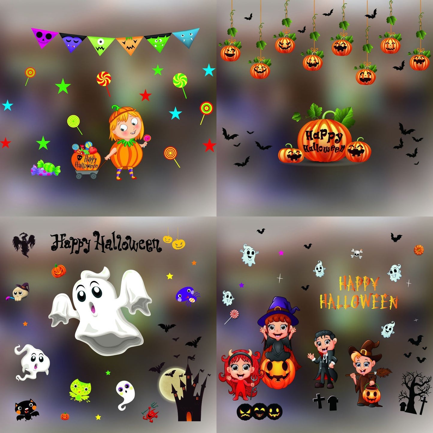 Halloween Decoration Kindergarten Stickers Glass Door - 0 - Scribble Snacks