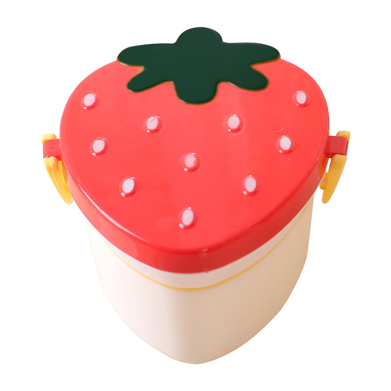 Red strawberry lunch box closed