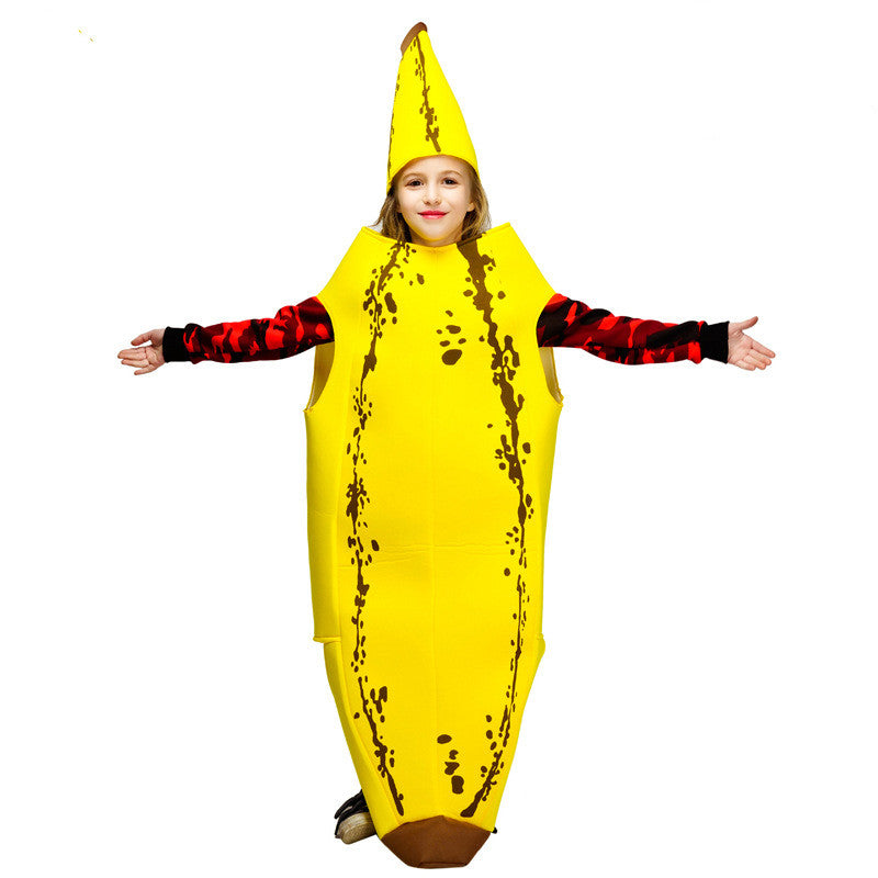 A family dressed as bananas