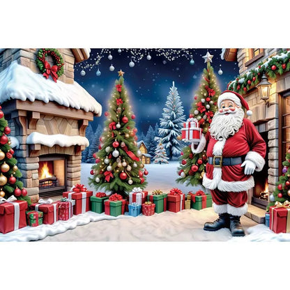 Christmas Santa Village Holiday Backdrop