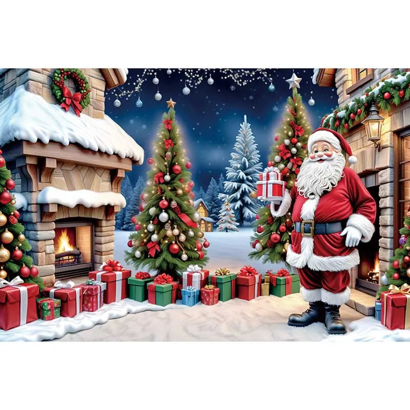 Christmas Santa's Village Backdrop - Holiday Fun