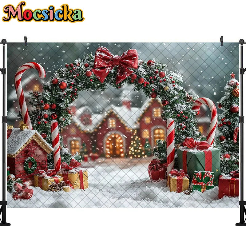 Christmas Snowy Town Backdrop [300cm Polyester]