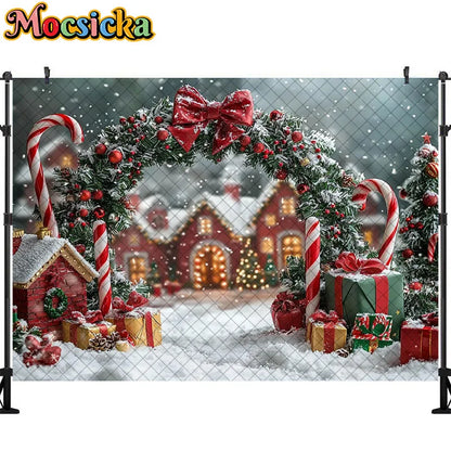 Christmas Snowy Town Backdrop [300cm Polyester]