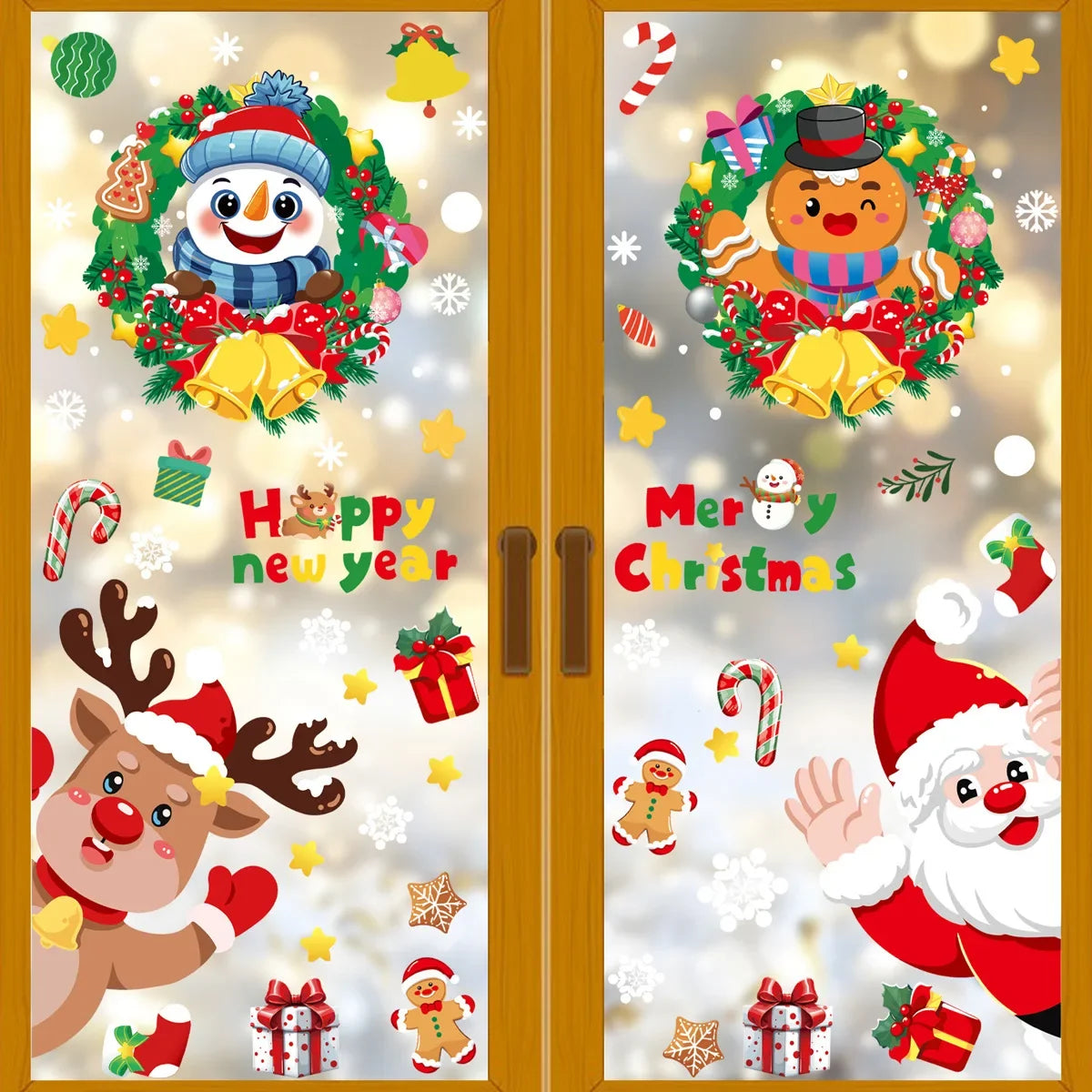 Christmas Festive Holiday Glass Stickers