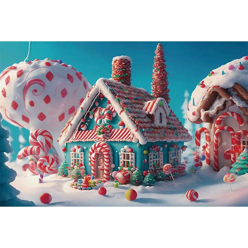 Christmas Holiday Village Photography Backdrop