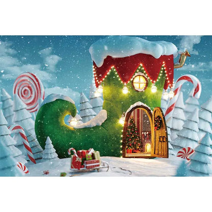 Christmas Santa Claus Village Backdrop