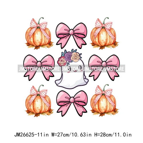 Pumpkin Ghost Bow Iron - On Transfers - Halloween - Iron - On Transfers & Patches - Scribble Snacks