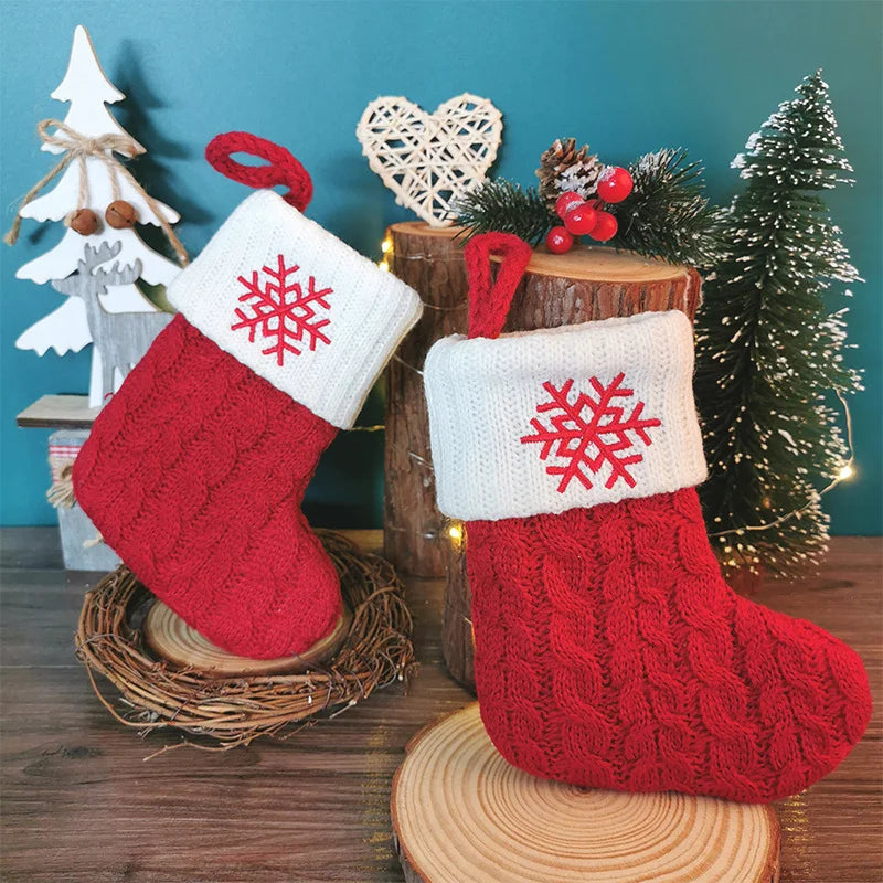 Christmas Festive Fleece Snowflake Stockings