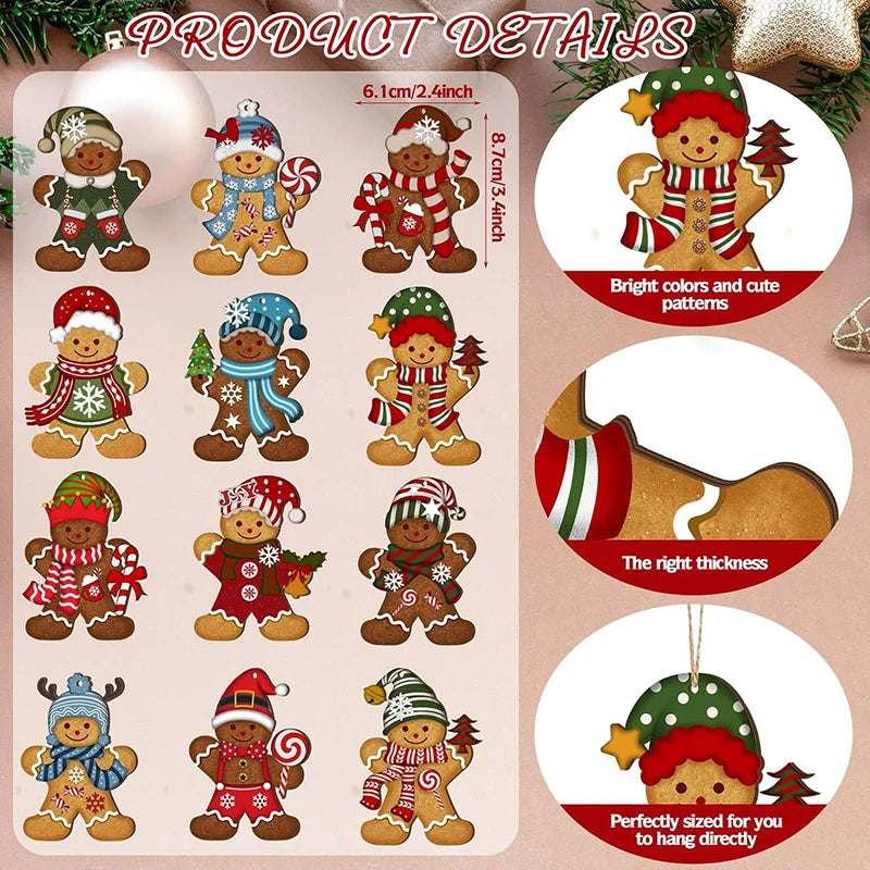 Christmas Gingerbread Man Holiday Ornaments Set