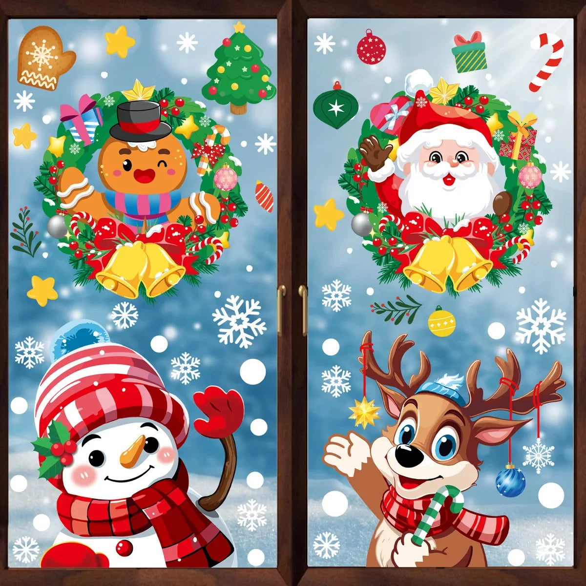 Christmas Festive Holiday Glass Stickers