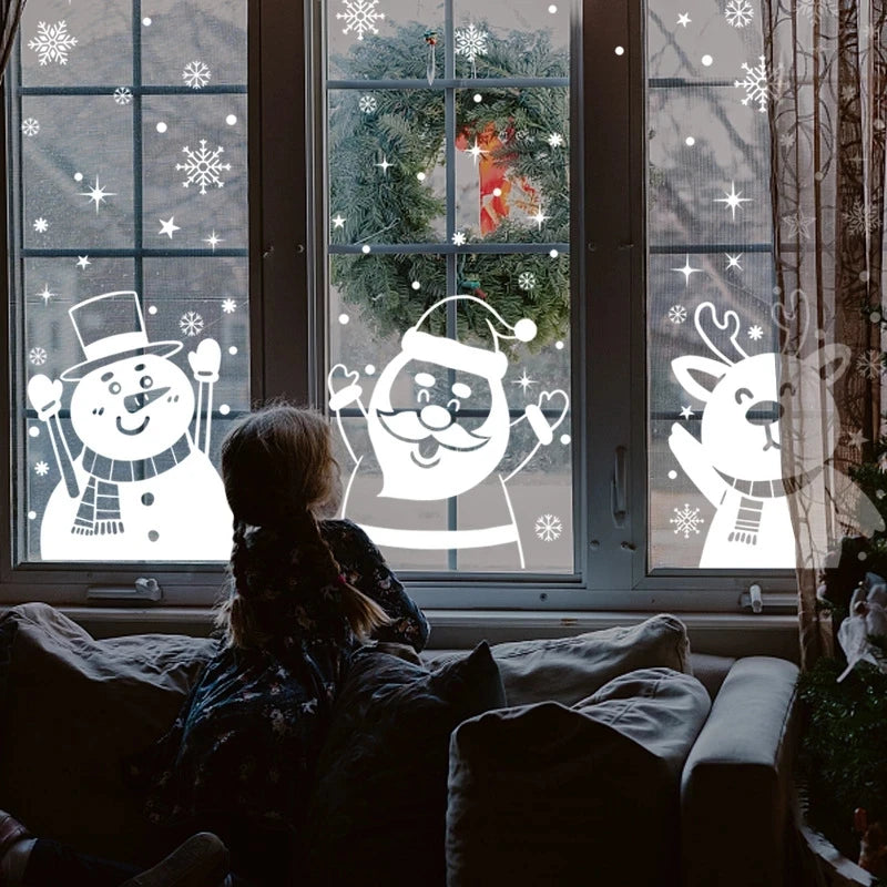 Christmas Snowy Holiday Window Stickers Set