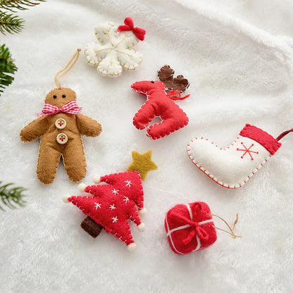 Christmas Gingerbread Snowflake Felt Ornament