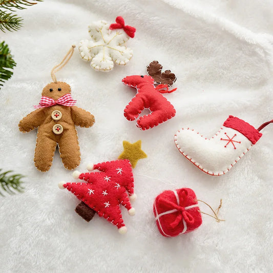 Christmas Gingerbread Snowflake Felt Ornament