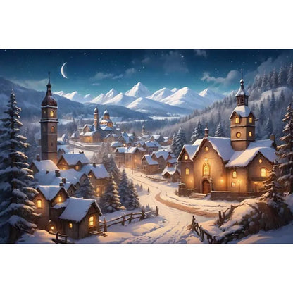 Christmas Village Backdrop [Custom Size]