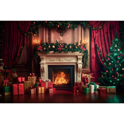 Christmas Holiday Photo Backdrop Bear Gifts