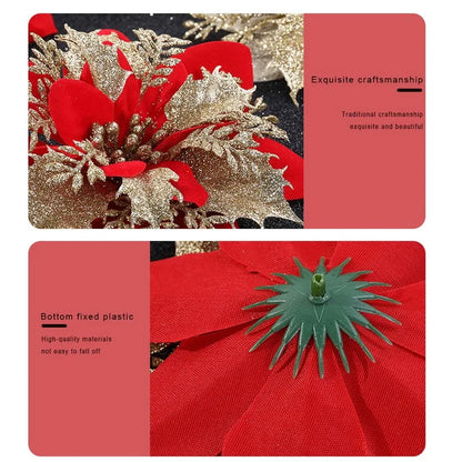 Christmas Glittery Floral Ornaments Set