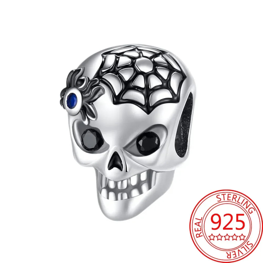 Spooky Sterling Silver Charm Bead - Halloween - Clothing Accessories (Necklaces, Vampire Teeth, Pins, Headwear) - Scribble Snacks