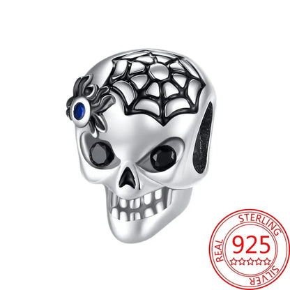 Spooky Sterling Silver Charm Bead - Halloween - Clothing Accessories (Necklaces, Vampire Teeth, Pins, Headwear) - Scribble Snacks