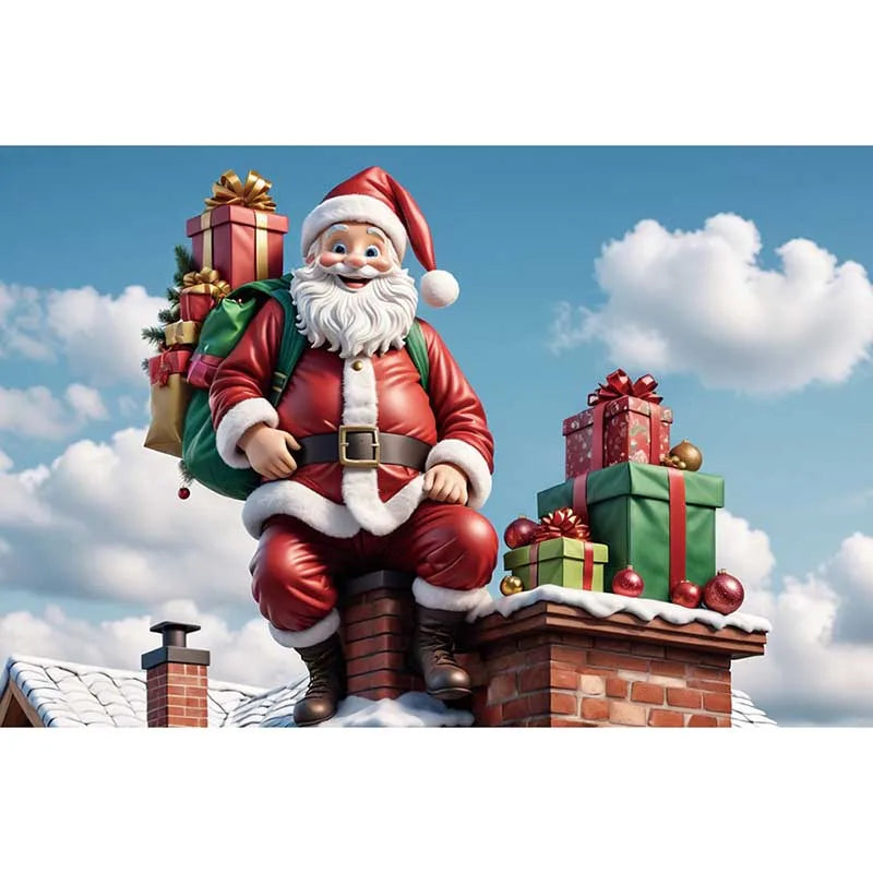 Christmas Santa Village Photo Backdrop