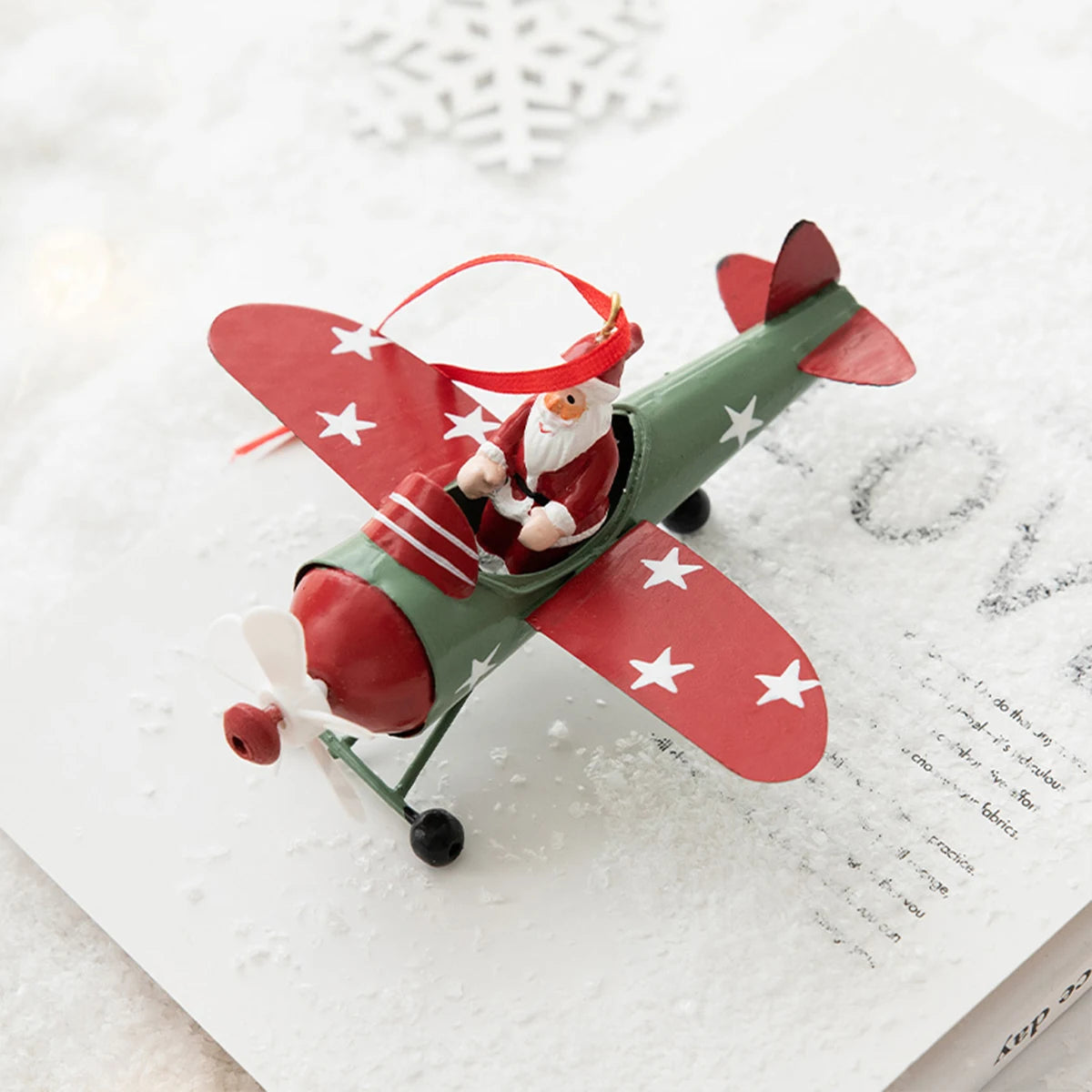 Christmas Flying Santa And Snowman Pendant