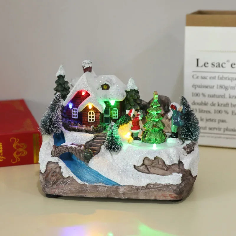 Weihnachtsdekoration mit funkelndem Lametta-LED-Dorf