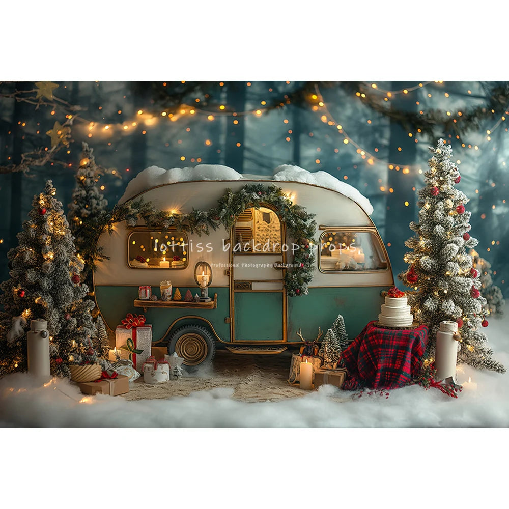 Christmas Winter Wonderland Backdrop [Snowy Bus]