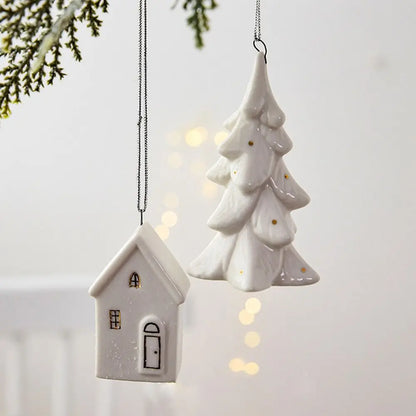 Ceramic Christmas House Ornament