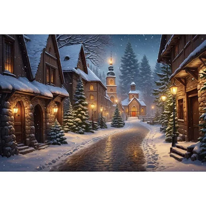 Toile de fond du village du pays des merveilles d'hiver de Noël