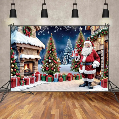 Christmas Santa Claus Village Backdrop