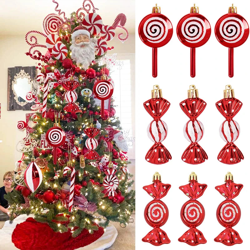 Christmas Candy Cane Ornaments Set